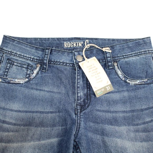 Rockin C Easy Fit Bling Embellished Blue Wash Skinny Jean, Size 31 (31/3… - Picture 3 of 7